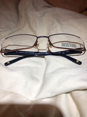 Kenneth Cole Reaction Rectangular Metal Eyeglasses - Navy & Copper